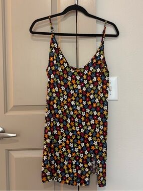 Reformation Black Floral Dress with Multicolor Daisies